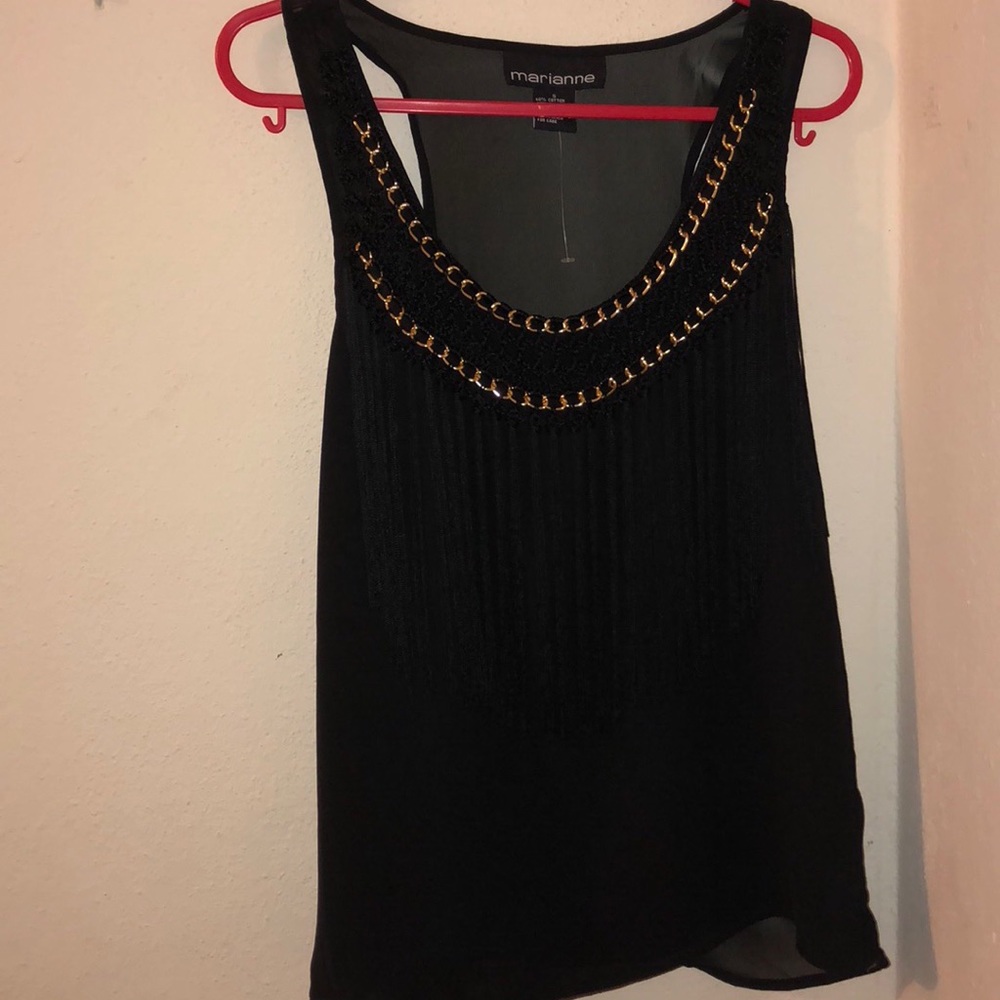Black shirt with gold chains